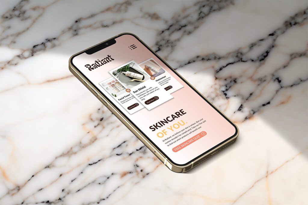 Iphone mockup for Radiant skincare