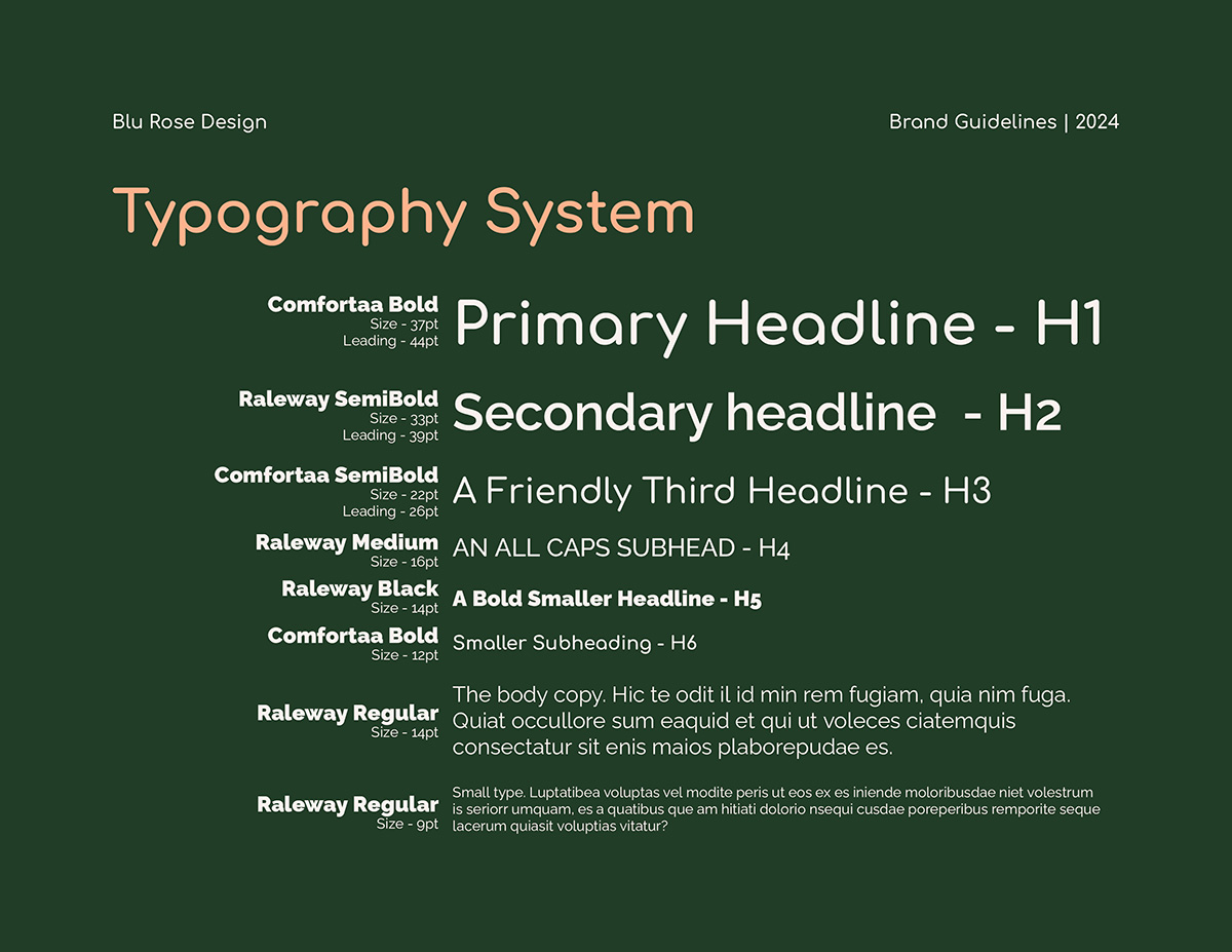 Vitality Nutrition Brand Identity typography system