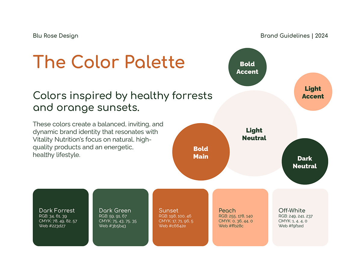 Vitality Nutrition Brand Identity color palette