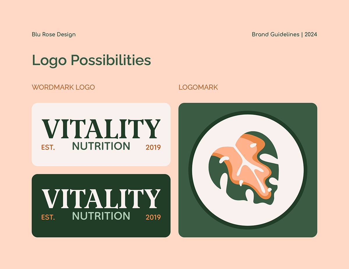 Vitality Nutrition Brand Identity wordmark and logomark