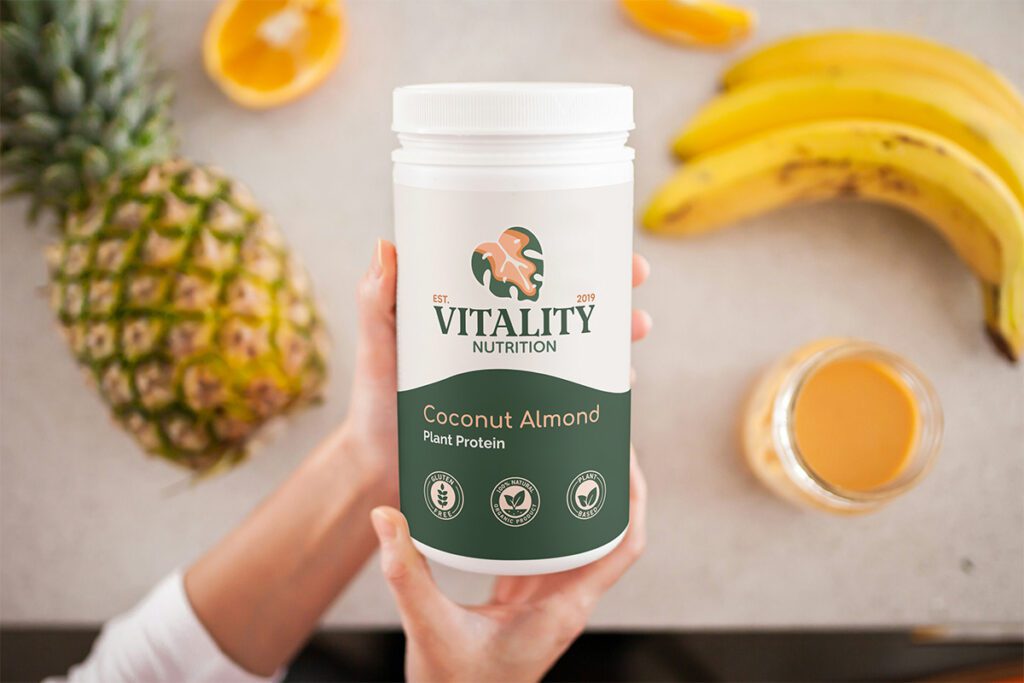 Vitality Nutrition protein powder mockup