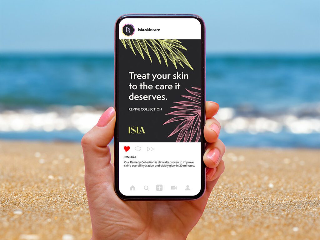 Social media mockup for Isla skincare