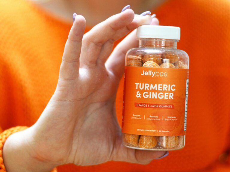 Turmeric & ginger gummy supplements bottle